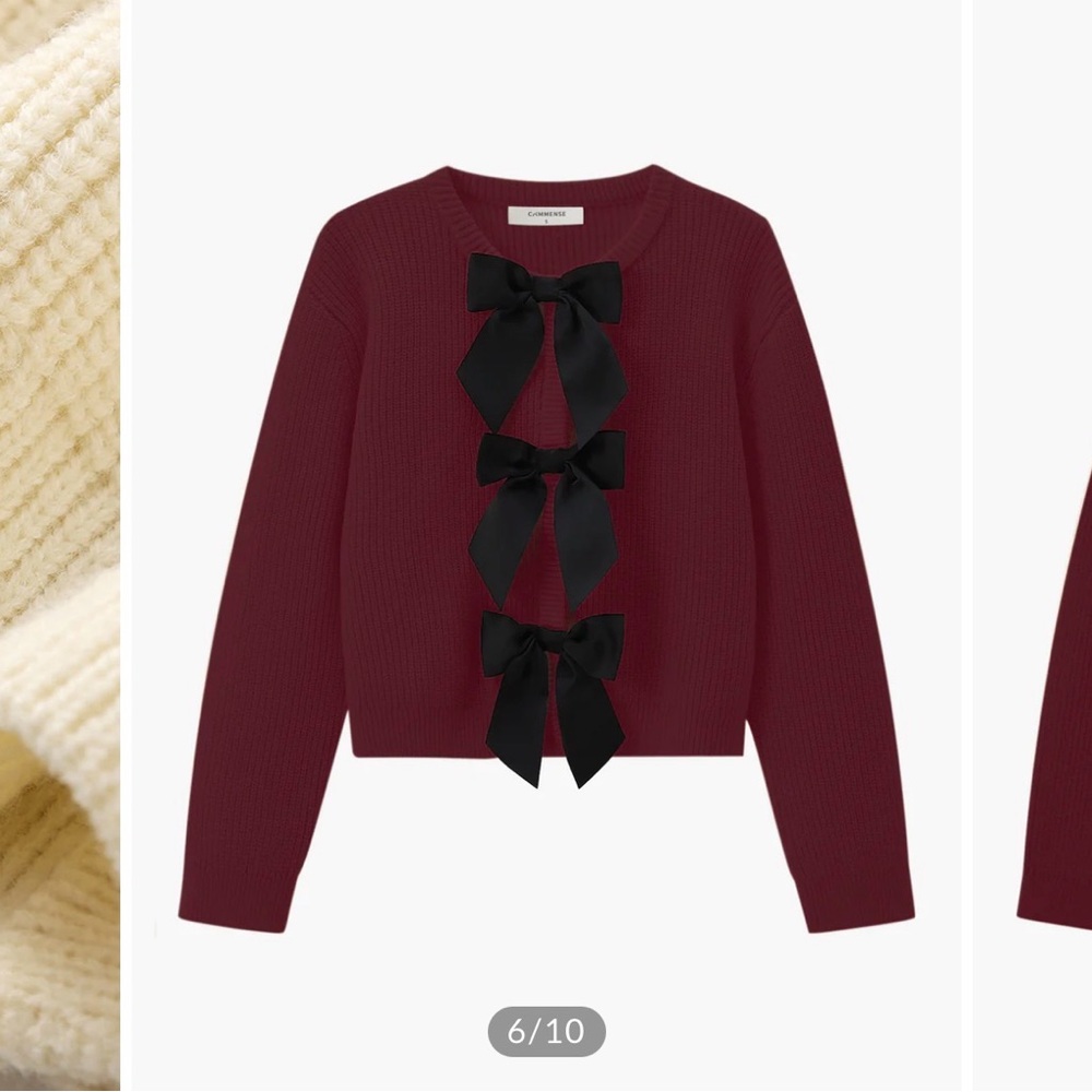 Commense Burgundy Knit Sweater with Bows